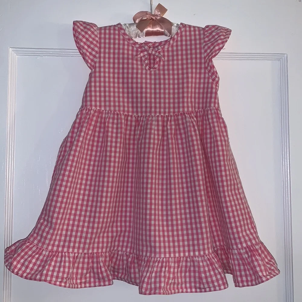 Gap 18-24M Pink & White Check Dress EUC Cotton